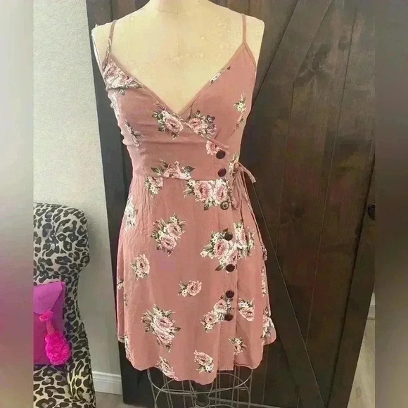 Xhilaration Size Small mauve Cute cabbage arose print, summer dress - Picture 1 of 8